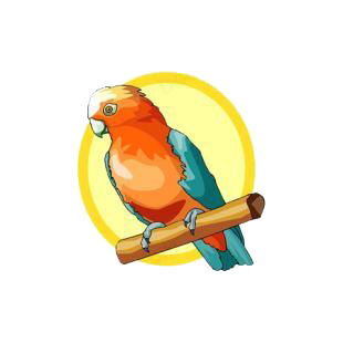 Parrot on a twig listed in birds decals.