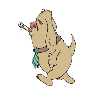 Dog with tie smoking cigar listed in dogs decals.