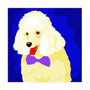 Poodle with purple tie listed in dogs decals.