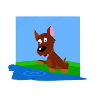 Dog playing with water listed in dogs decals.