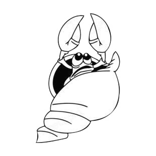 Sad crustacean in his shell listed in fish decals.