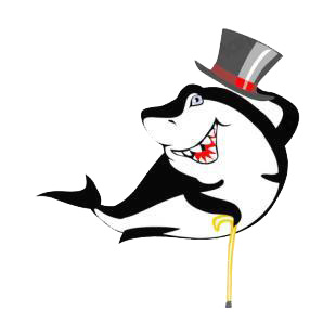 Shark with hat and cane listed in fish decals.