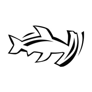 Hammerhead shark listed in fish decals.