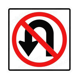 No u-turn allowed sign listed in road signs decals.