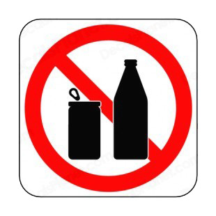 No glass bottlles or cans allowed sign listed in other signs decals.