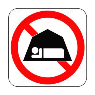 No camping allowed sign listed in other signs decals.