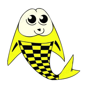 Scared yellow checkered fish  listed in fish decals.