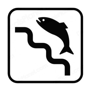 Salmon jumping sign listed in other signs decals.