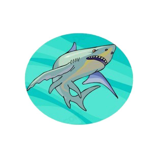 Underwater shark listed in fish decals.