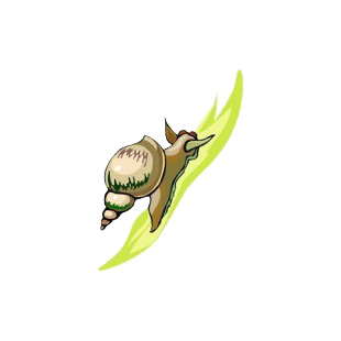Snail on a leaf listed in fish decals.