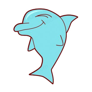 Smiling blue dolphin listed in fish decals.