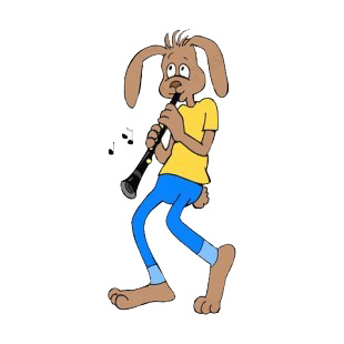 Bunny playing clarinet listed in rabbits decals.