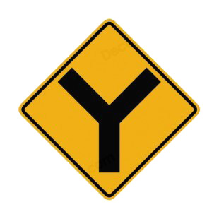 Y intersection warning sign listed in road signs decals.