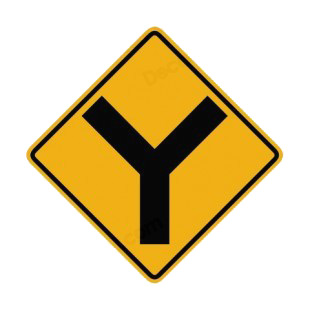 Y intersection warning sign listed in road signs decals.