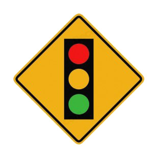 Traffic light ahead warning sign listed in road signs decals.