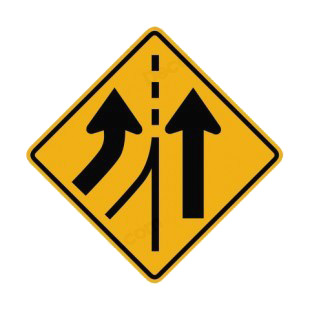 Road merge from the left warning sign  listed in road signs decals.