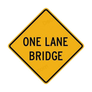 One lane bridge warning sign listed in road signs decals.