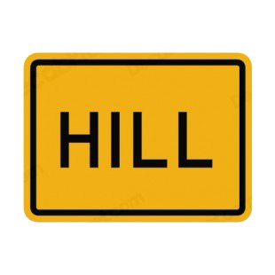 Hill warning sign listed in road signs decals.