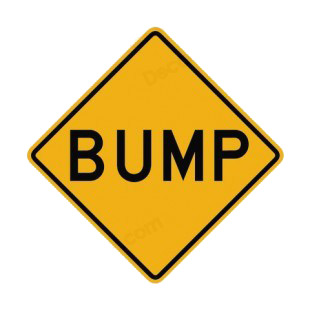 Bump warning sign listed in road signs decals.