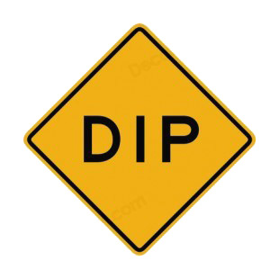 Dip warning sign listed in road signs decals.