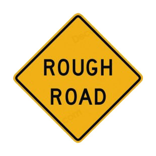 Rough road warning sign listed in road signs decals.