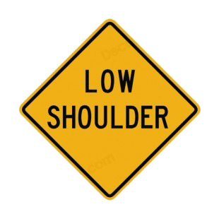 Low shoulder warning sign listed in road signs decals.