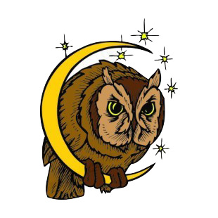 Owl on moon crescent  listed in more animals decals.