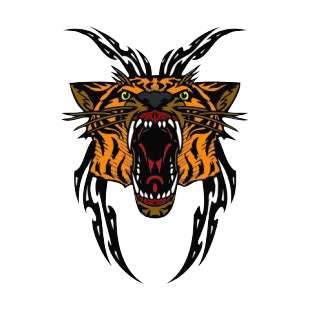 Tiger roaring drawing listed in more animals decals.
