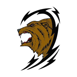 Brown bear roaring drawing listed in more animals decals.