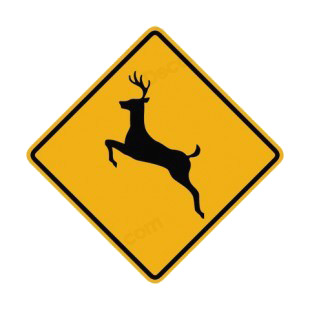 Deer warning sign listed in road signs decals.