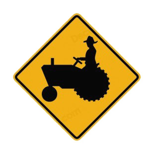 Tractor warning sign listed in road signs decals.