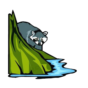 Raccoon near water listed in rodents decals.