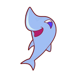 Smiling blue shark listed in fish decals.