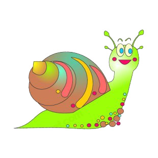 Green smiling snail listed in fish decals.