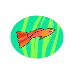 Red comet underwater listed in fish decals.