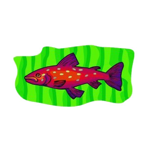 Red with green spots fish listed in fish decals.