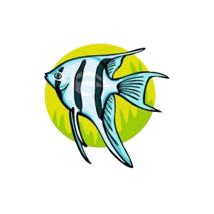 Blue with black stripped angelfish listed in fish decals.