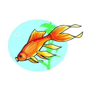 Red goldfish underwater listed in fish decals.