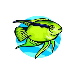Green goldfish underwater listed in fish decals.