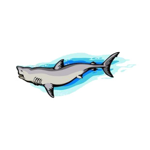 Shark underwater listed in fish decals.