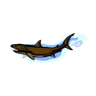 Brown shark underwater listed in fish decals.