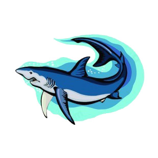 Blue shark underwater listed in fish decals.