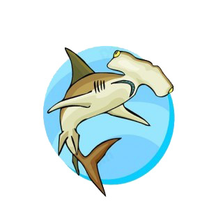 Brown hammerhead shark underwater listed in fish decals.