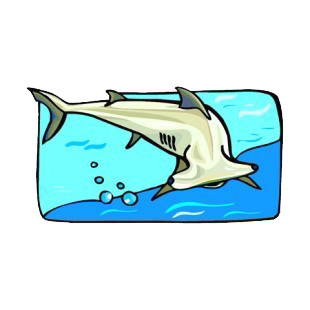 White hammerhead shark underwater listed in fish decals.