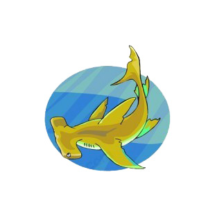 Brown hammerhead shark underwater listed in fish decals.