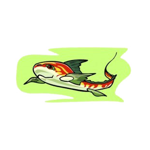 Orange rabbitfish underwater listed in fish decals.