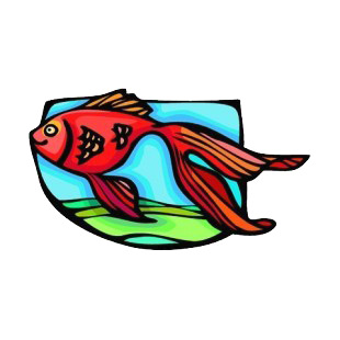 Red goldfish underwater listed in fish decals.