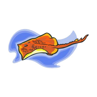 Orange stingray underwater listed in fish decals.