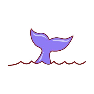 Blue whale tail out of water listed in fish decals.