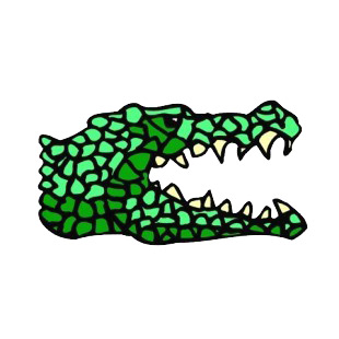 Crocodile with mouth open listed in fish decals.